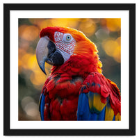 Scarlet Macaw Parrot Close Up Portrait