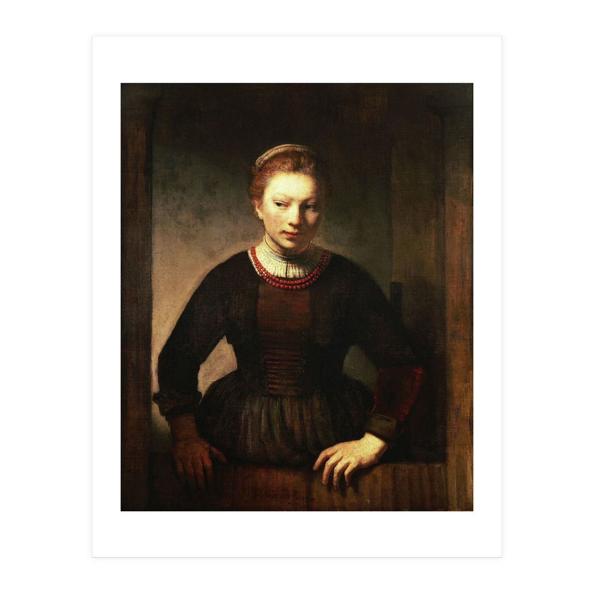 Rembrandt Harmenszoon van Rijn / 'Young Girl at an Open Half-Door', 1645. (Print Only)