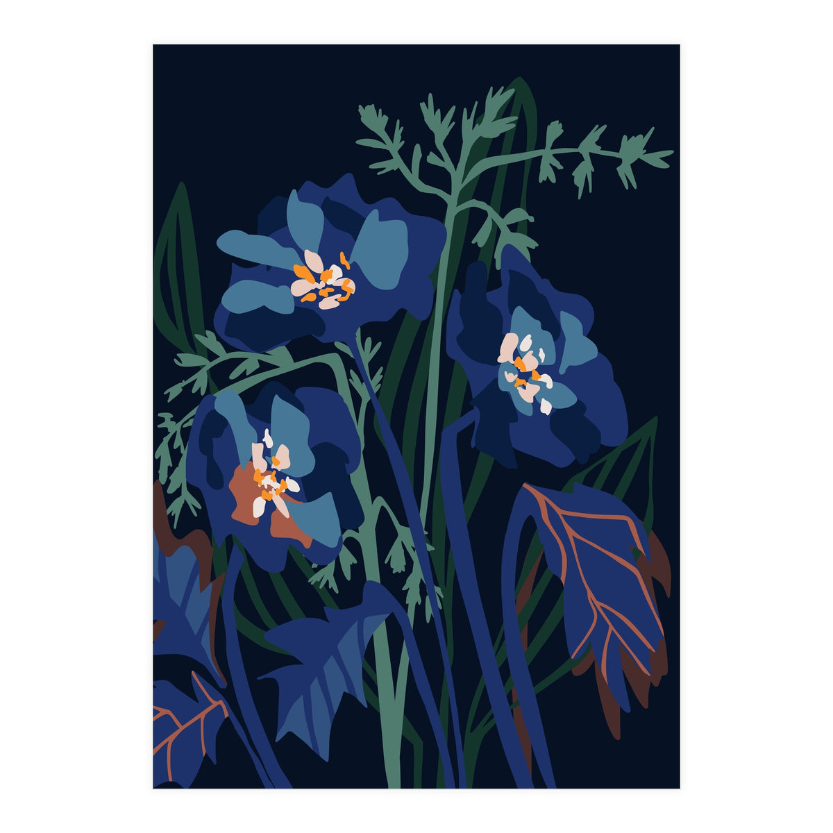Wild Flowers Dark Midnight (Print Only)