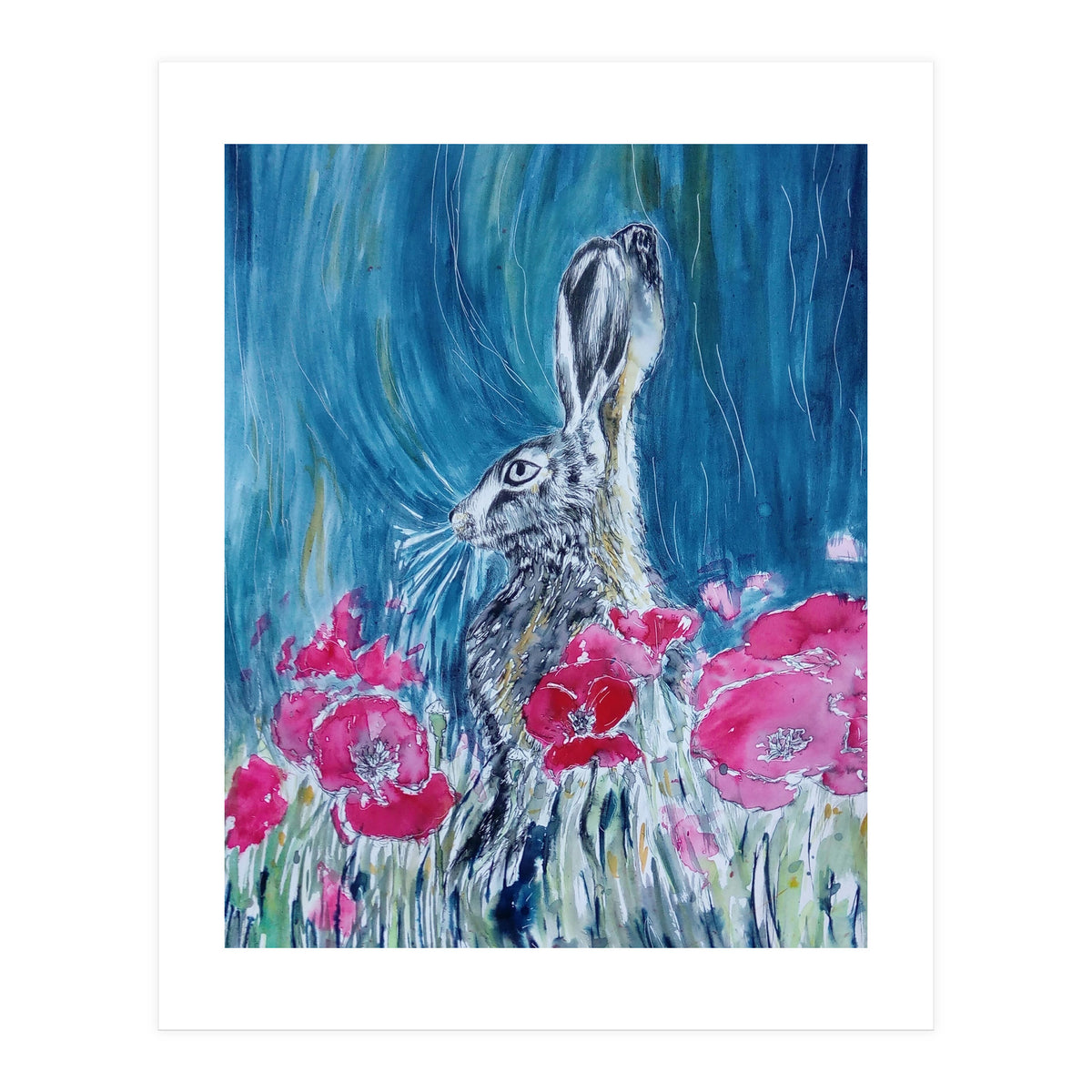 Hare And Poppies (Print Only)