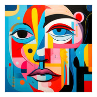 CUBIST HARMONY,  face, the essence of Cubist inspiration in a fragmented vibrant spectrum. (Print Only)