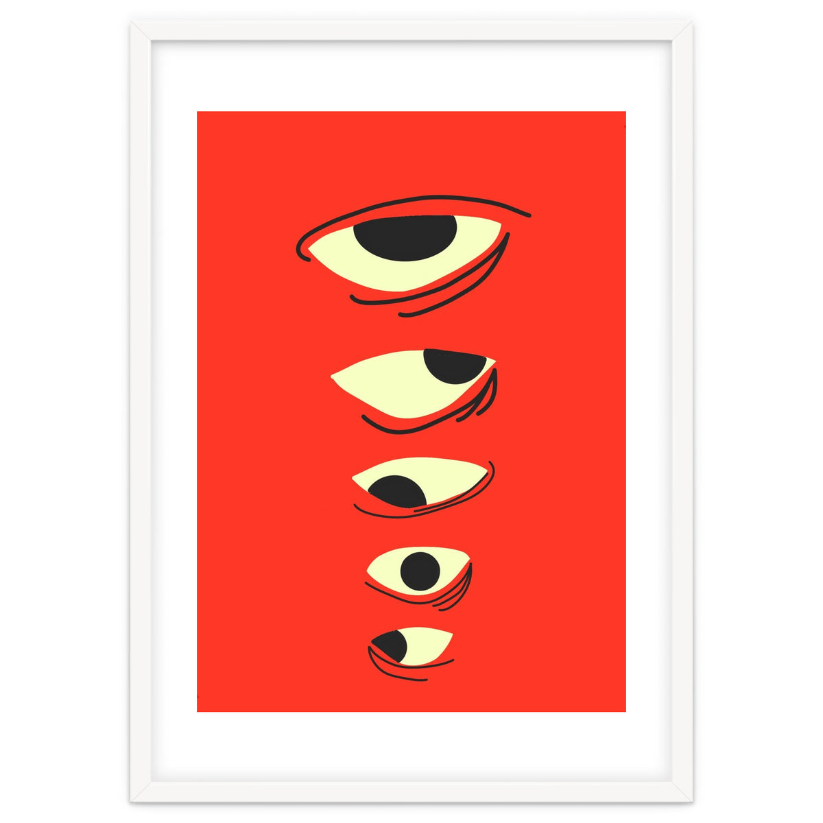 Abstract Eyes on Red Background