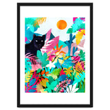 The Black Panther, Tropical Jungle Watercolor Painting, Botanical Forest Colorful Bohemian Illustration, Tiger Leopard Cheetah Animals thumbnail