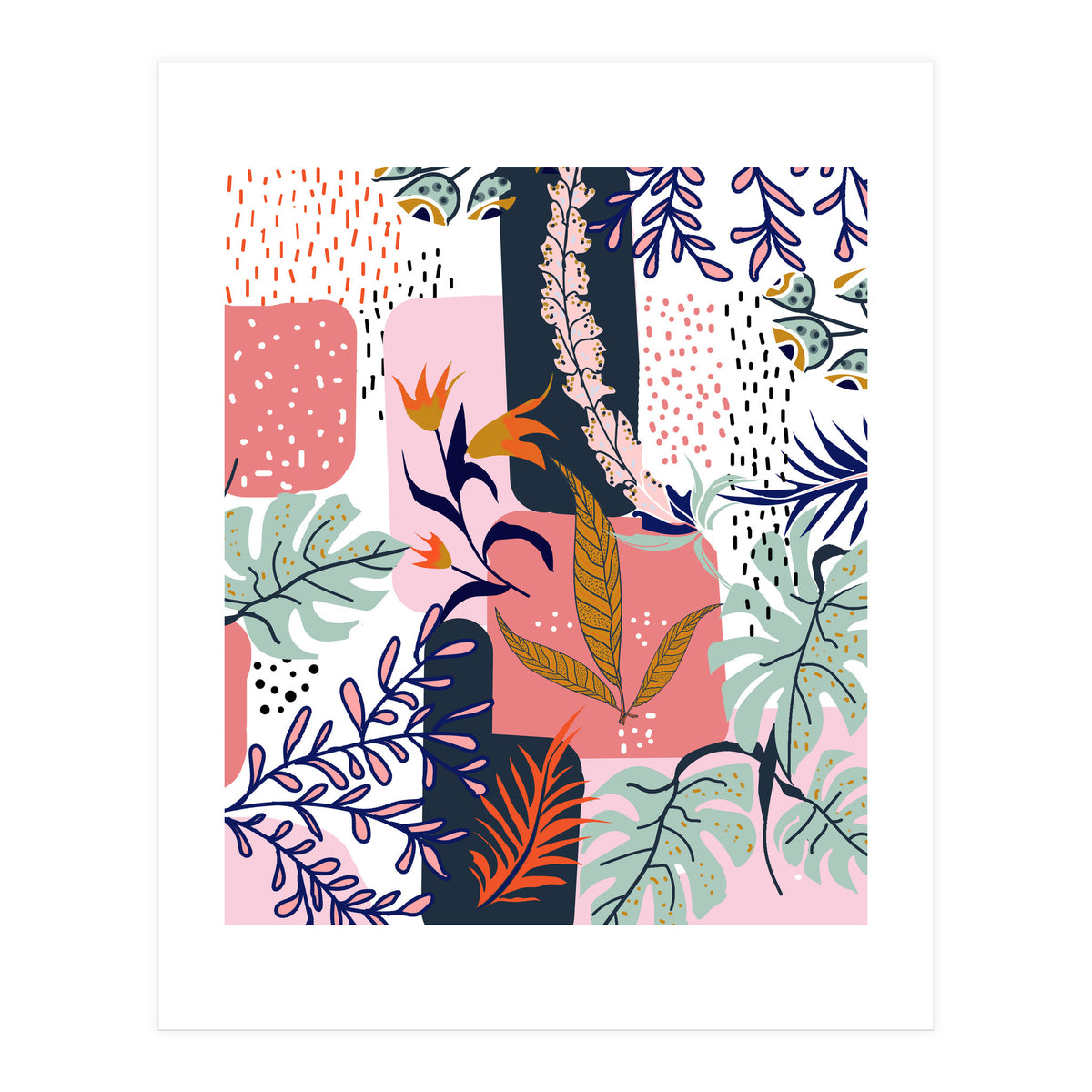 Mood | Abstract Chic Modern Bohemian Painting | Contemporary Eclectic Blush Botanical Nature (Print Only)