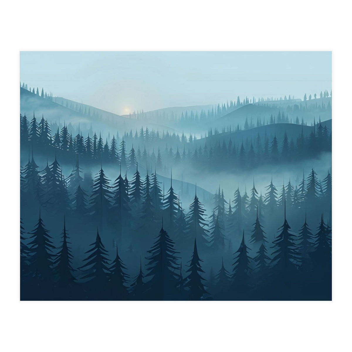 Misty Evergreen Forest: Moody Atmospheric Landscape (Print Only)