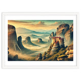 Vintage Greece, Meteora Monasteries Poster thumbnail