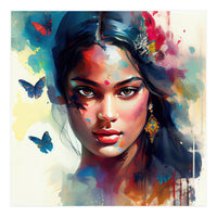 Azure Butterflies Hindu Portrait (Print Only)