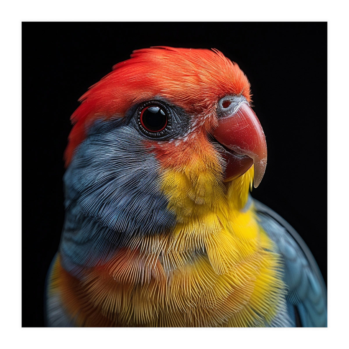 Close Up Colorful Parrot Portrait Vivid Plumage (Print Only)