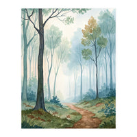 Ethereal Misty Forest Watercolor Art Print (Print Only)