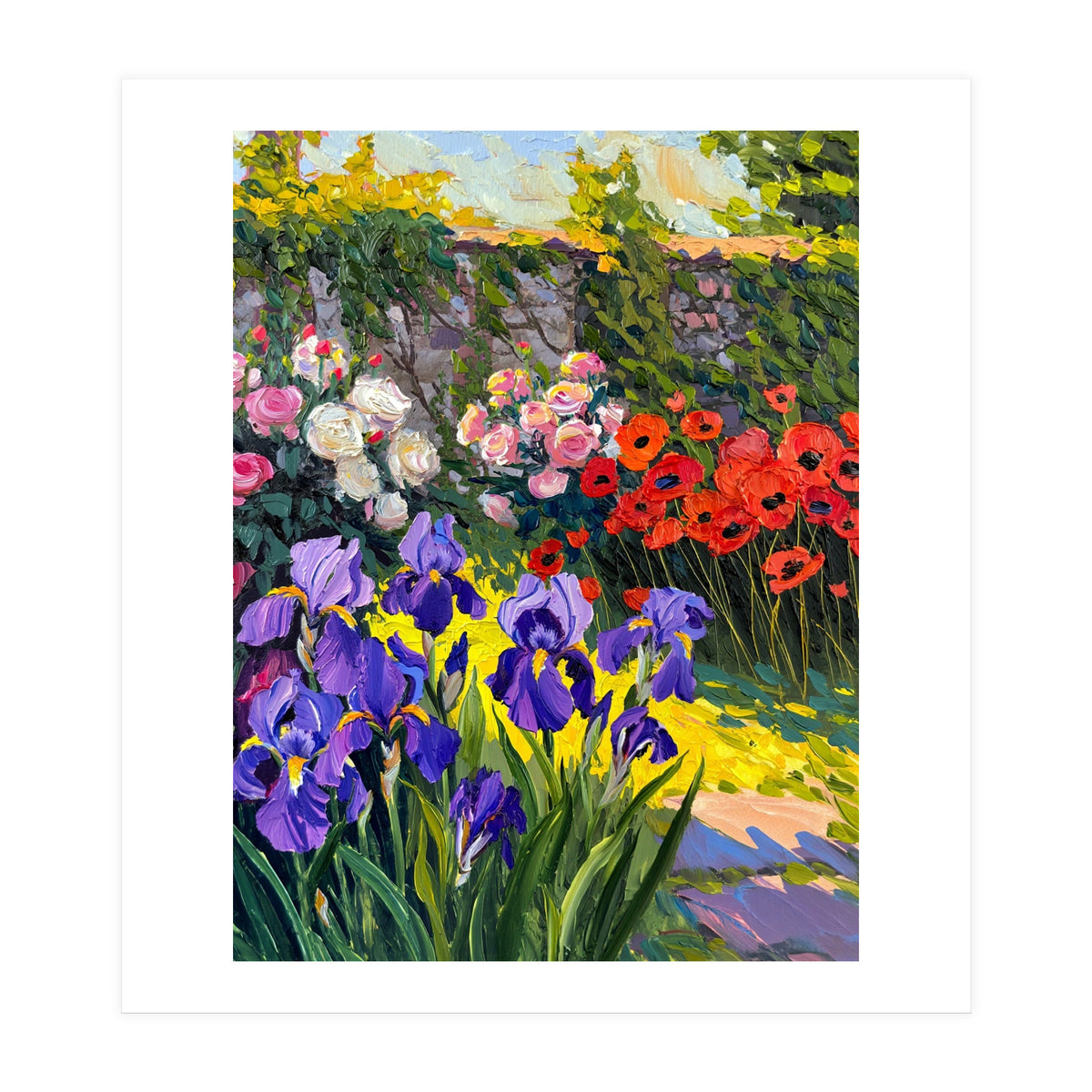 Sun-Drenched Secret Garden Oil Painting (Print Only)