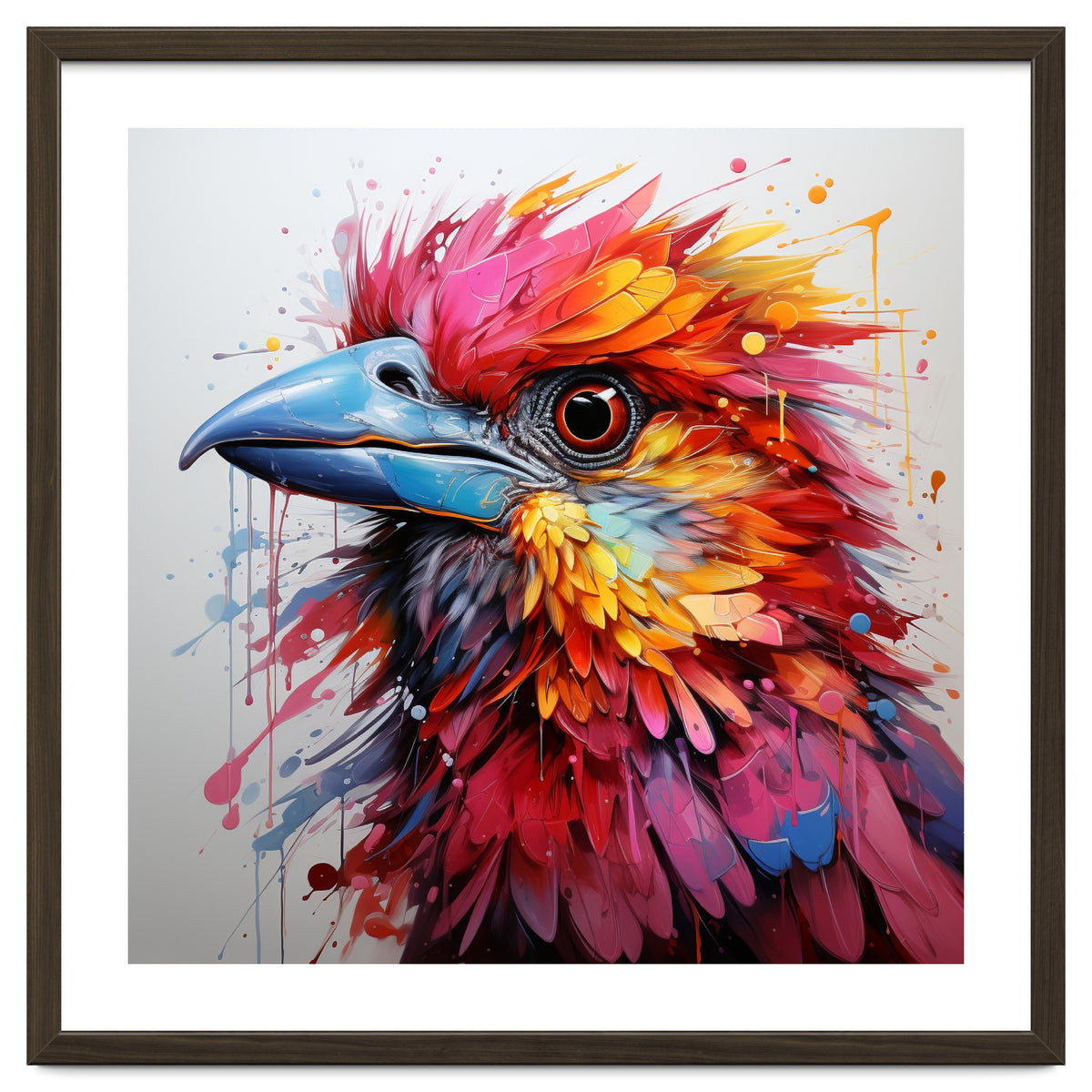 Vibrant Abstract Bird Portrait Watercolor Splash