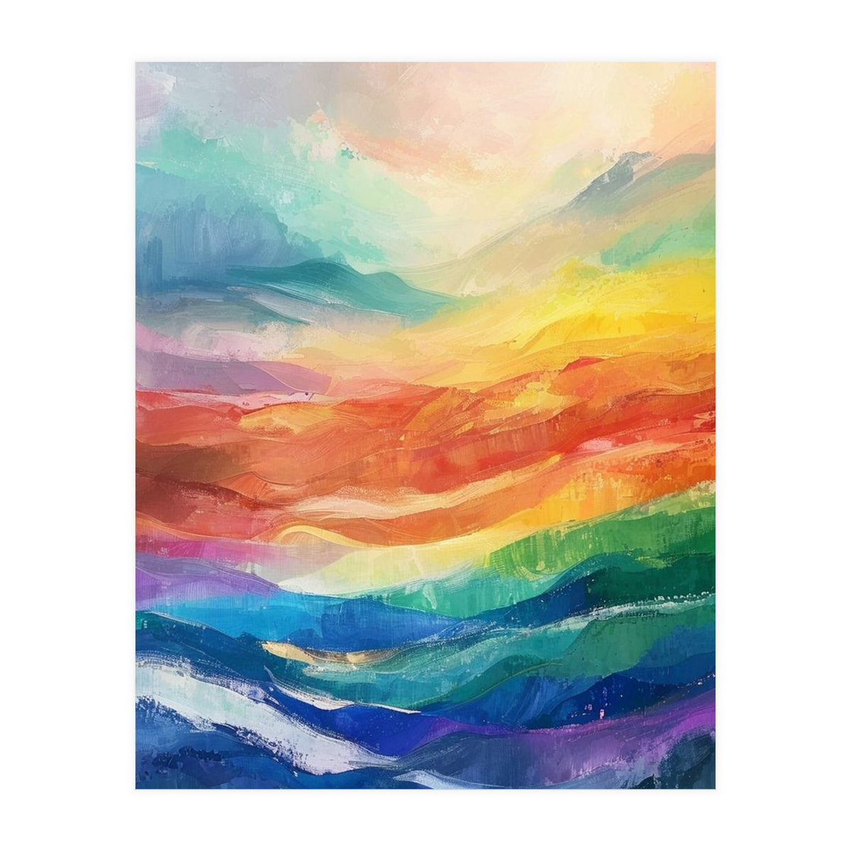 Vibrant Impasto Abstract Landscape Painting (Print Only)