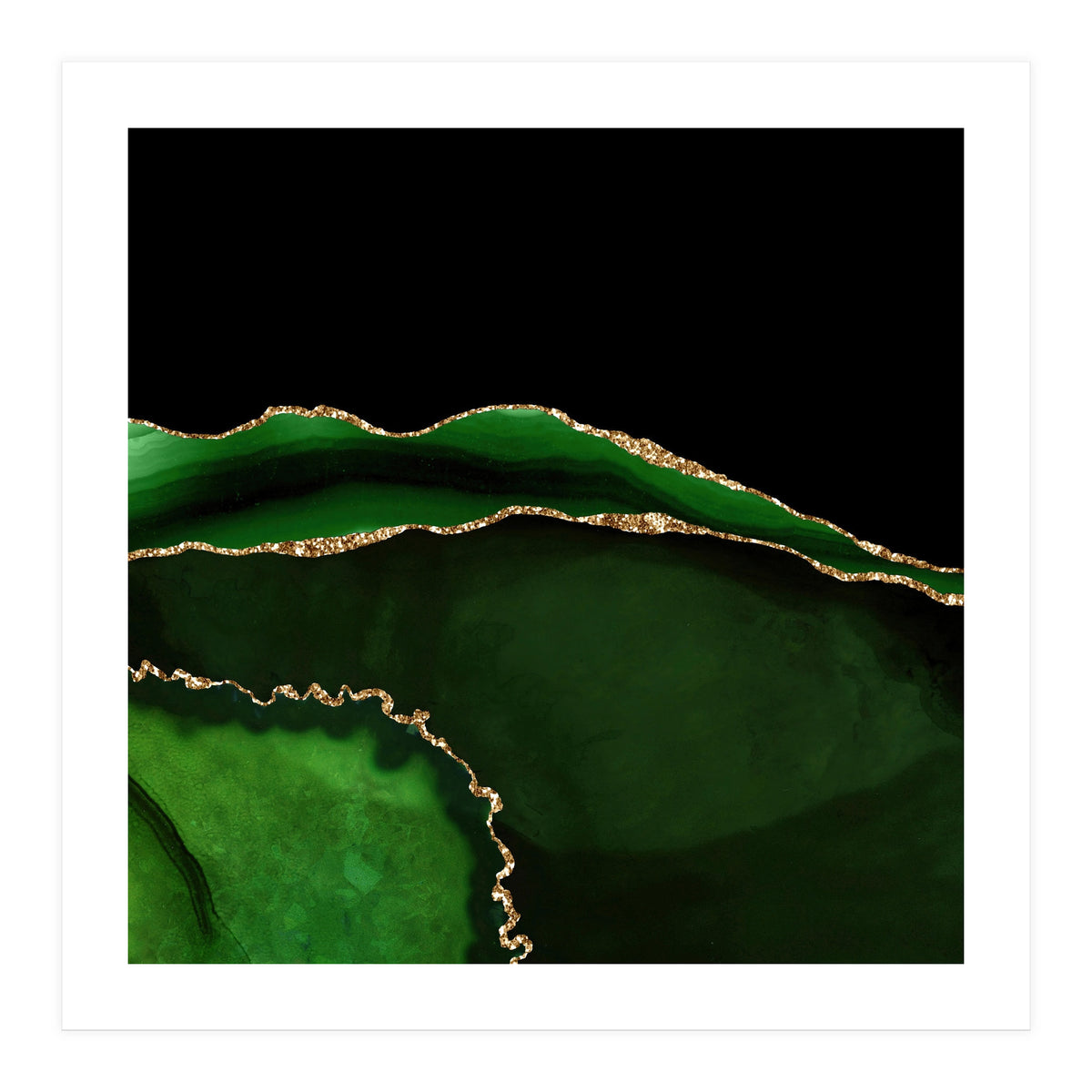 Green & Gold Agate Texture 05  (Print Only)