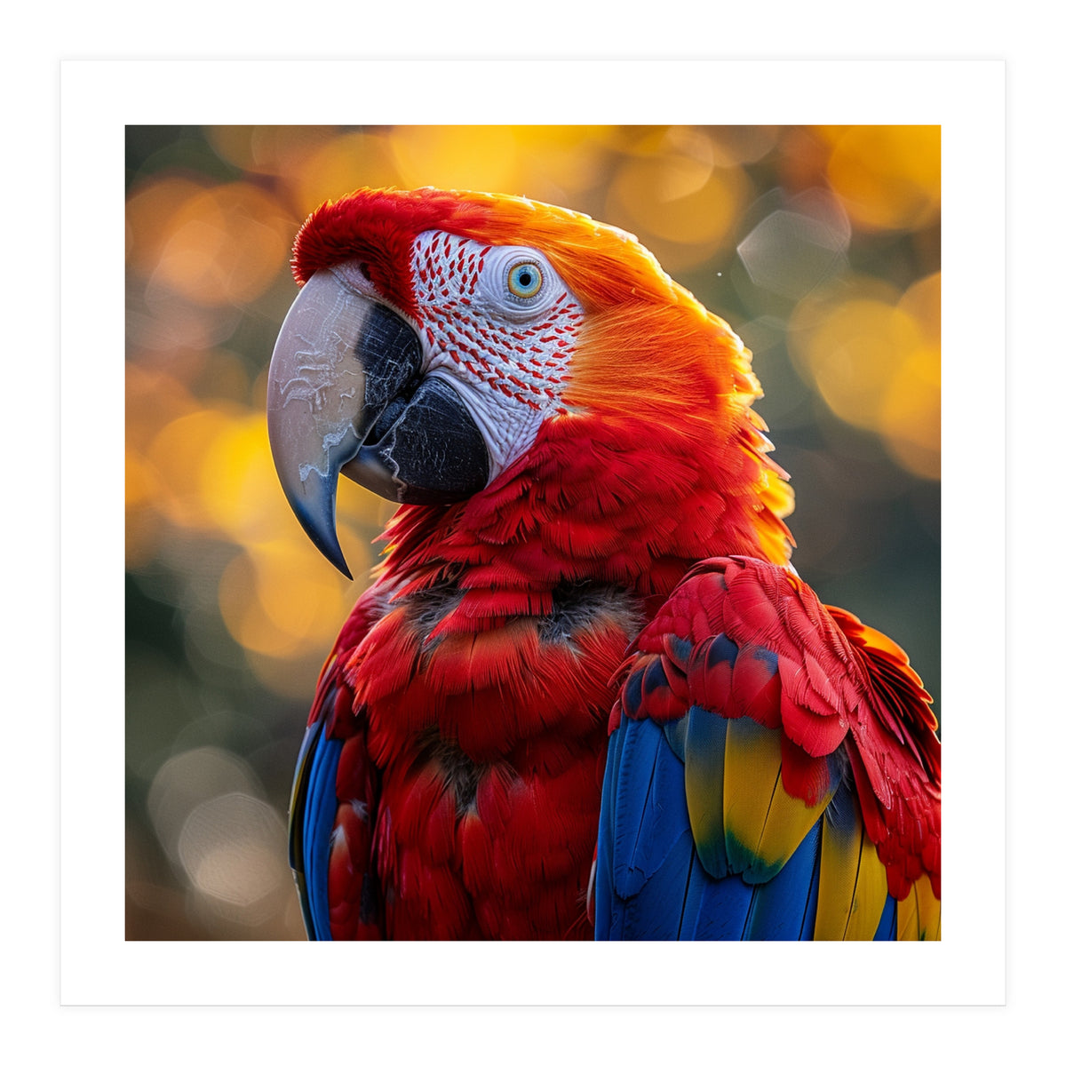 Scarlet Macaw Parrot Close Up Portrait (Print Only)