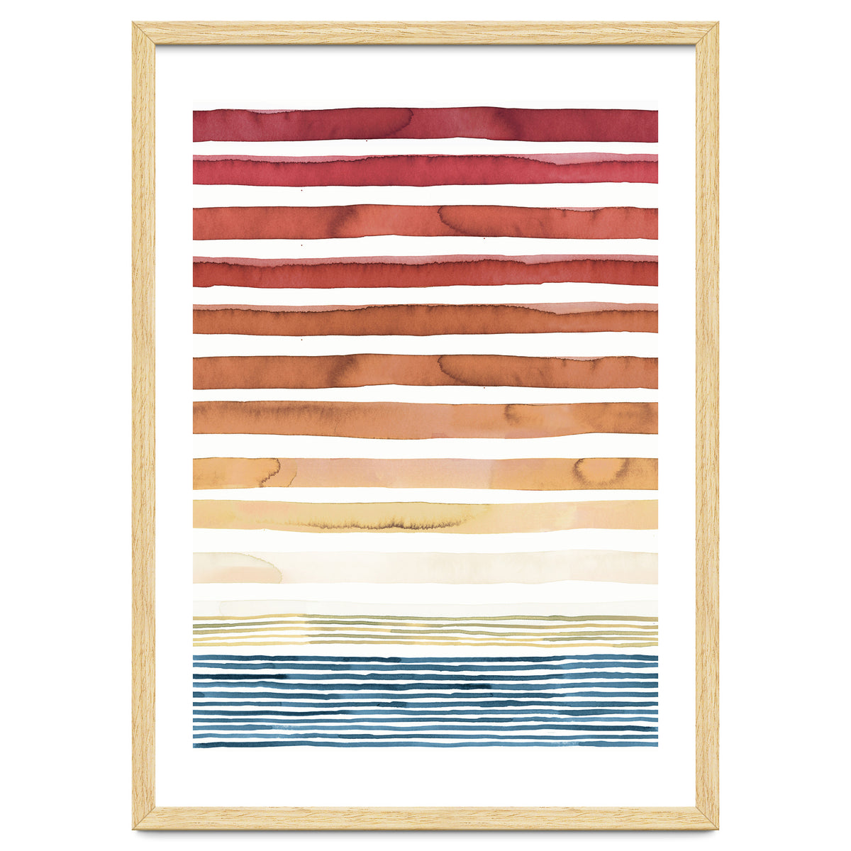 Watercolour Sunset Stripes Orange