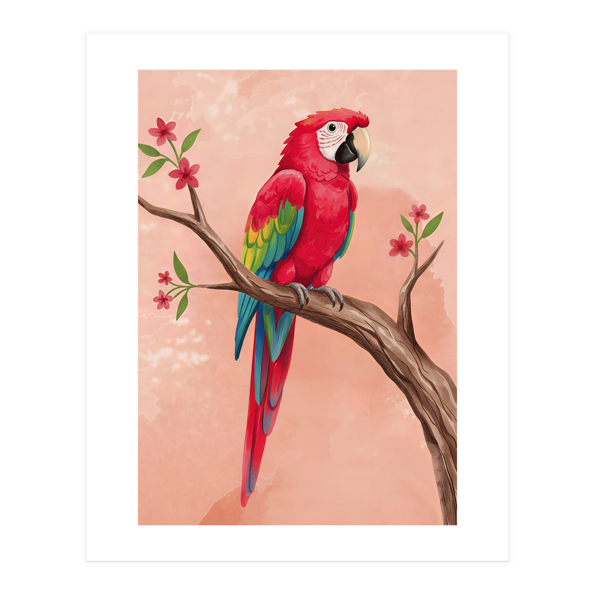 Red Macaw Parrot Bird Forest (Print Only)