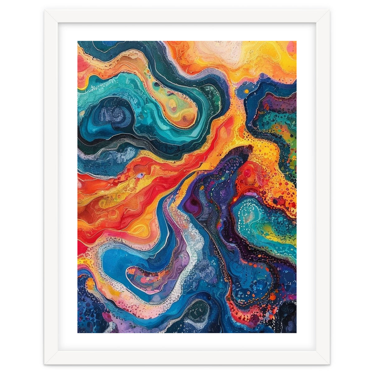 Vibrant Fluid Acrylic Pour Abstract Art