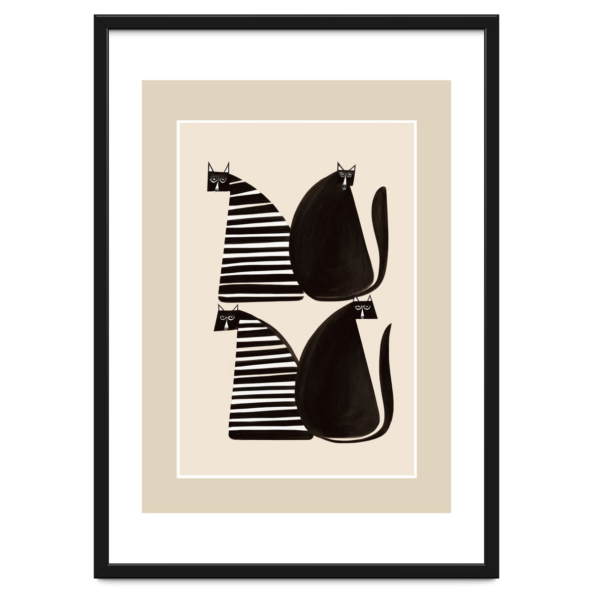 Minimalist Cats In Black And White