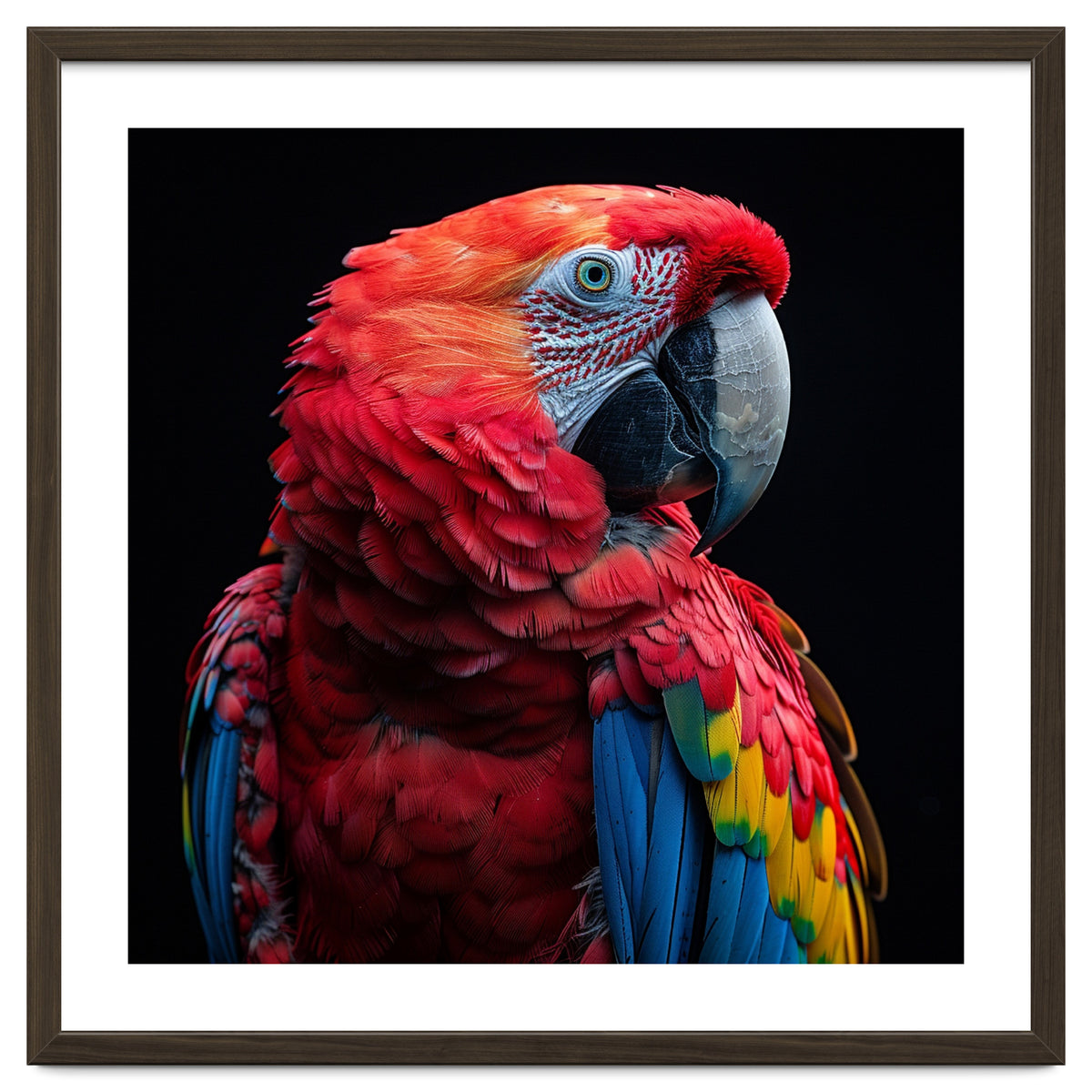 Scarlet Macaw Parrot Close Up Portrait