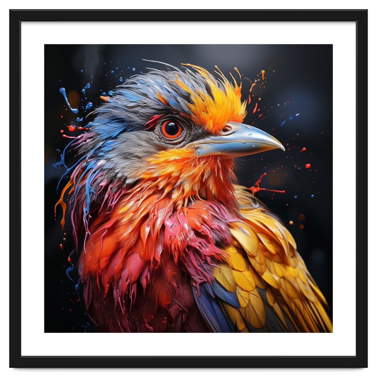 Vibrant Bird With Colorful Splatter Paint