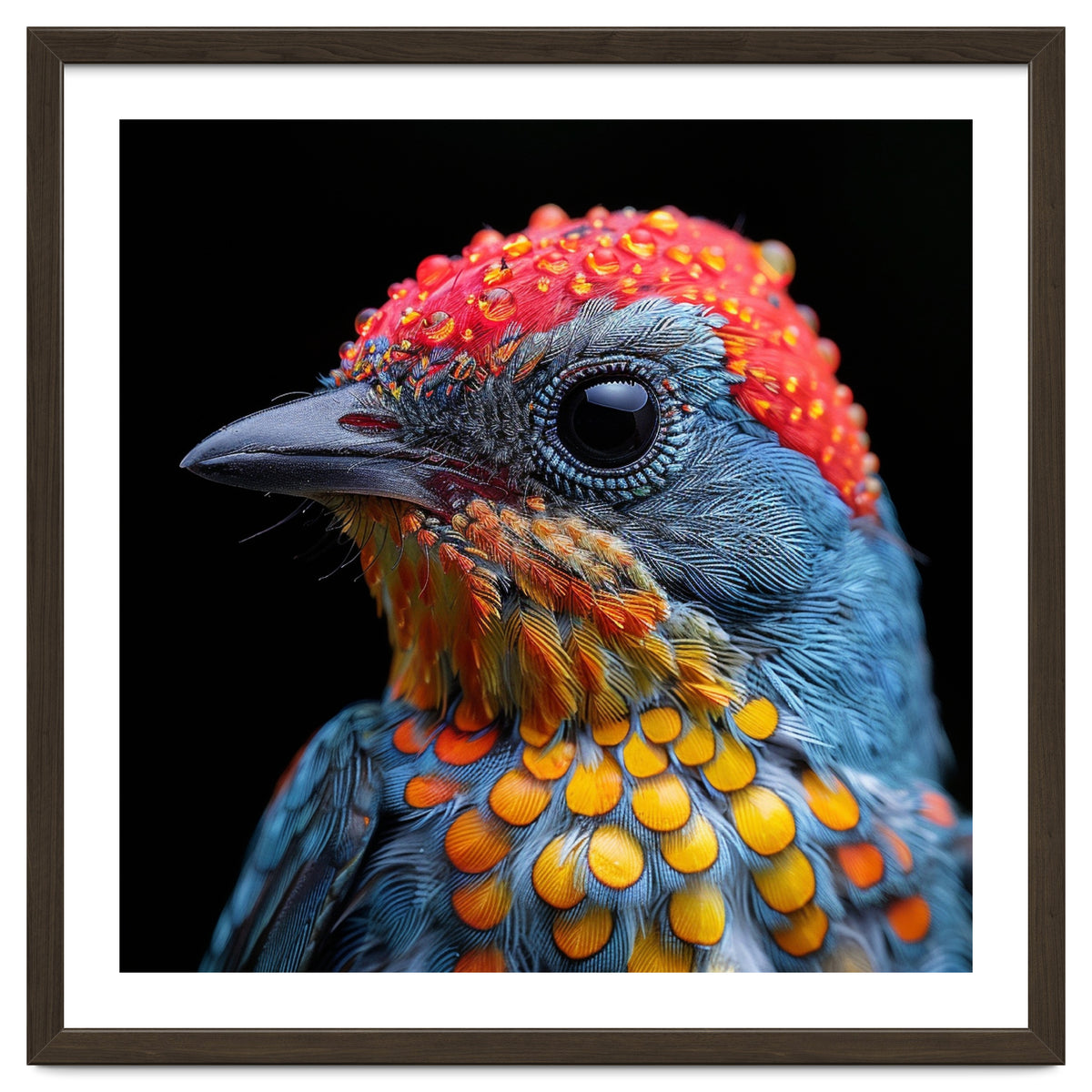 Close Up Of Colorful Bird With Water Droplets