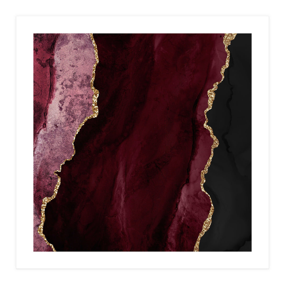 Burgundy & Gold Agate Texture 01 (Print Only)