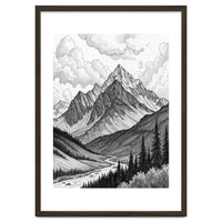 Majestic Alpine Mountain Range Sketch
