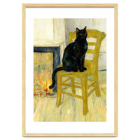 Black Cat on the Yellow Chair, Cozy Van Gogh Vintage Style, Cat at Eternity’s Gate