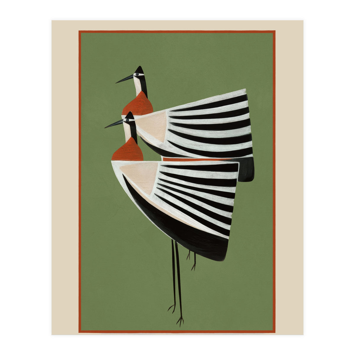 Striped Bird Pair (Print Only)