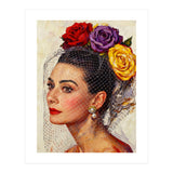 Audrey Hepburn, Impasto Floral Veil Portrait, Classic Hollywood Oil Painting, (Print Only) thumbnail