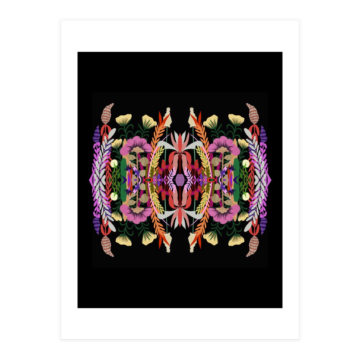 The Butterfly Effect Series 01, Paint Blot Mirror Colorful, Symmetrical Graphic, Eclectic Mandala (Print Only)