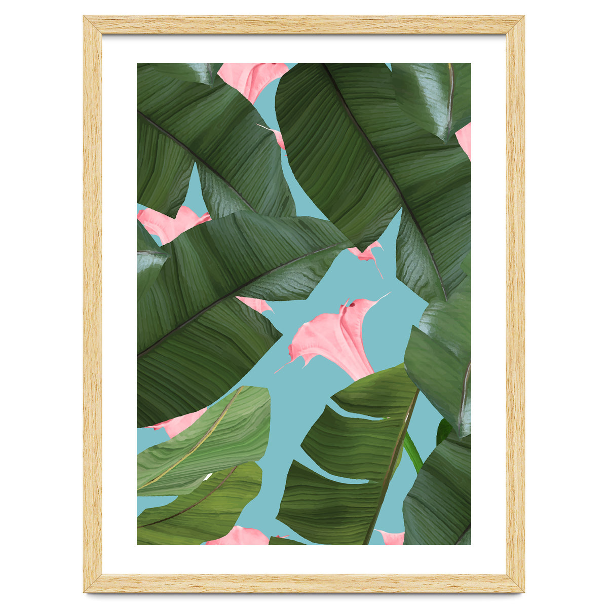 Wild Flower, Tropical Jungle Banana Leaves Botanical, Floral Nature Garden Blush Plants
