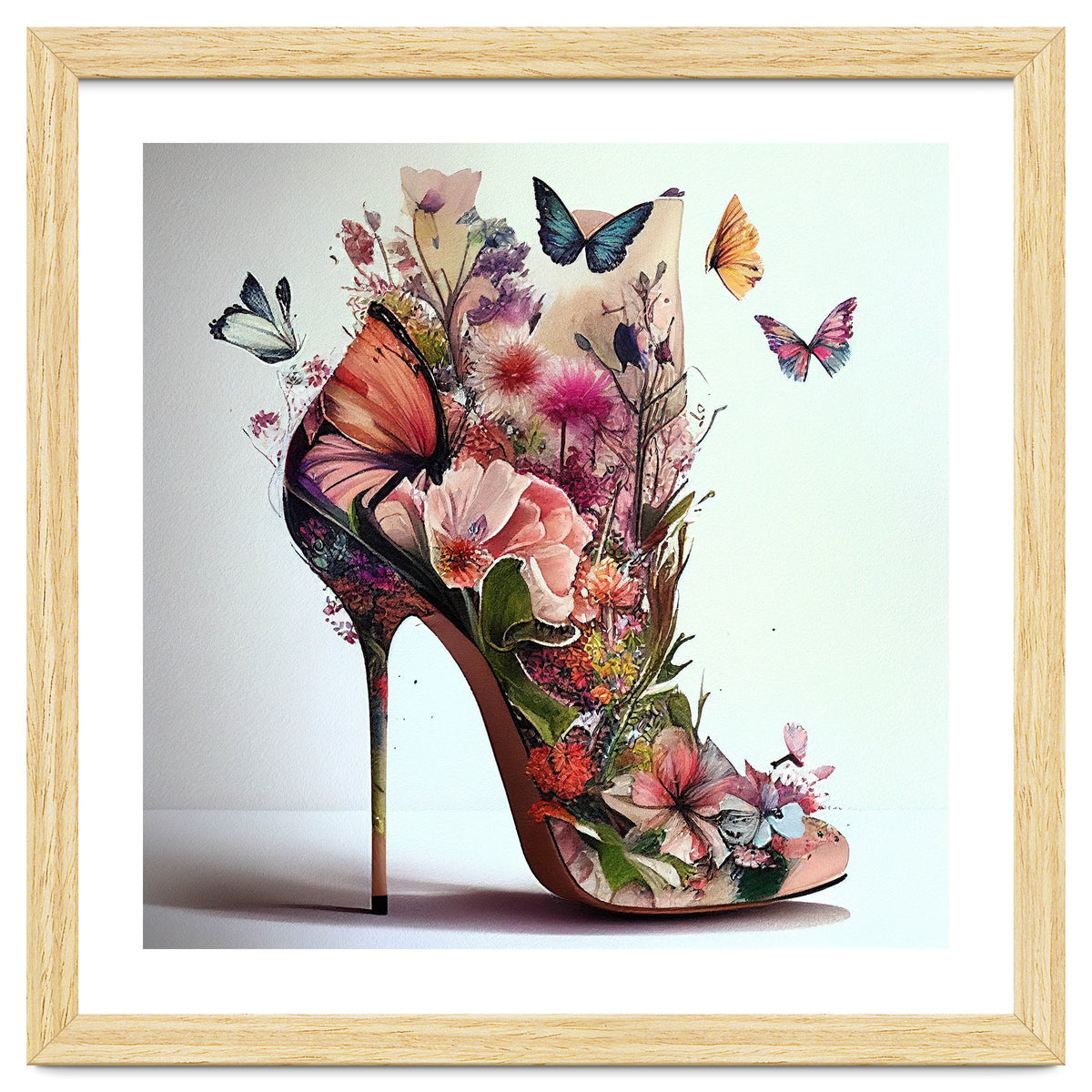 Floral Stiletto With Butterflies