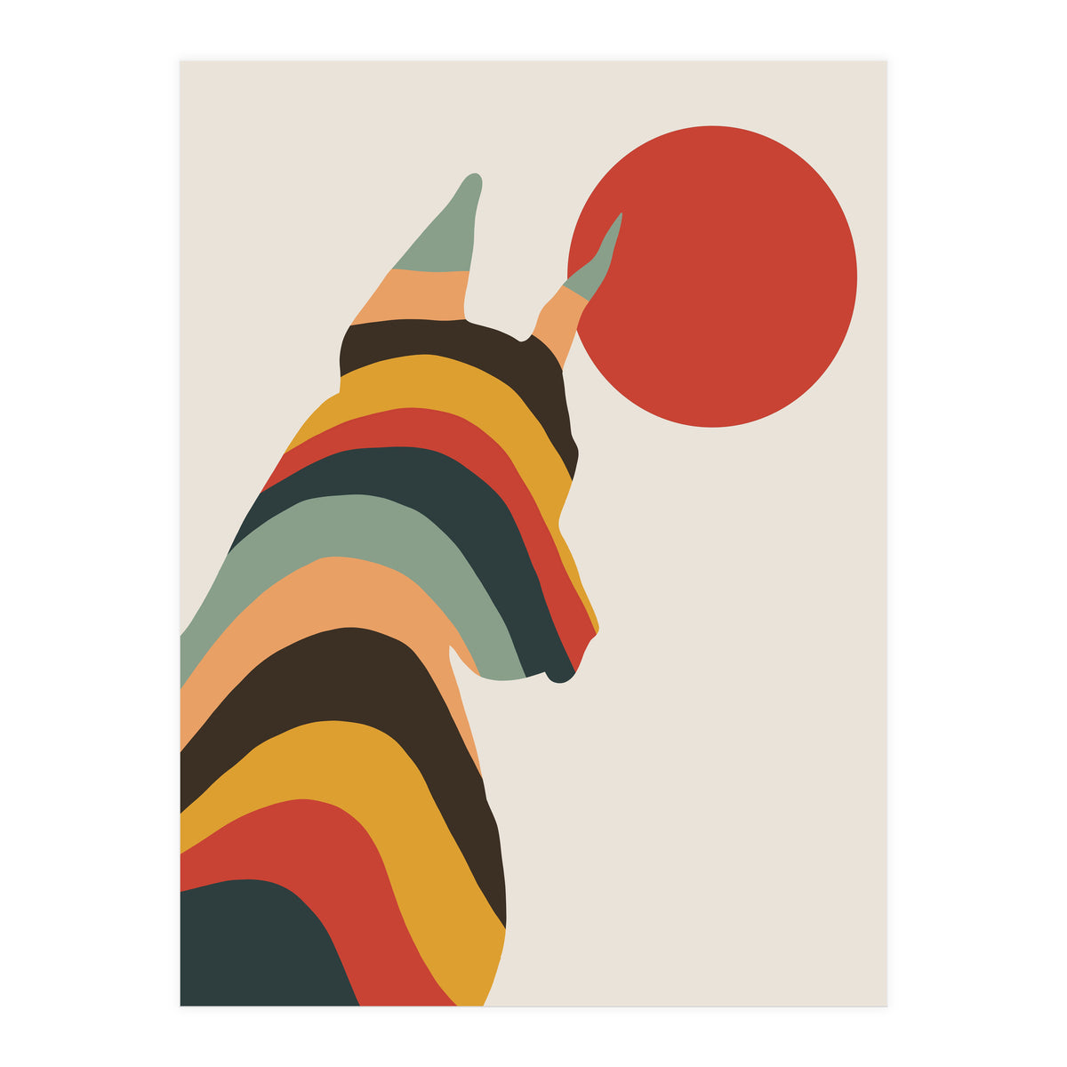 Dog Years, Rainbow Bohemian Animal, Pets Rise Dogs Retro, Eclectic Contemporary Solo (Print Only)