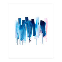 Abstract Watercolor Stripes Minimal Blue (Print Only)