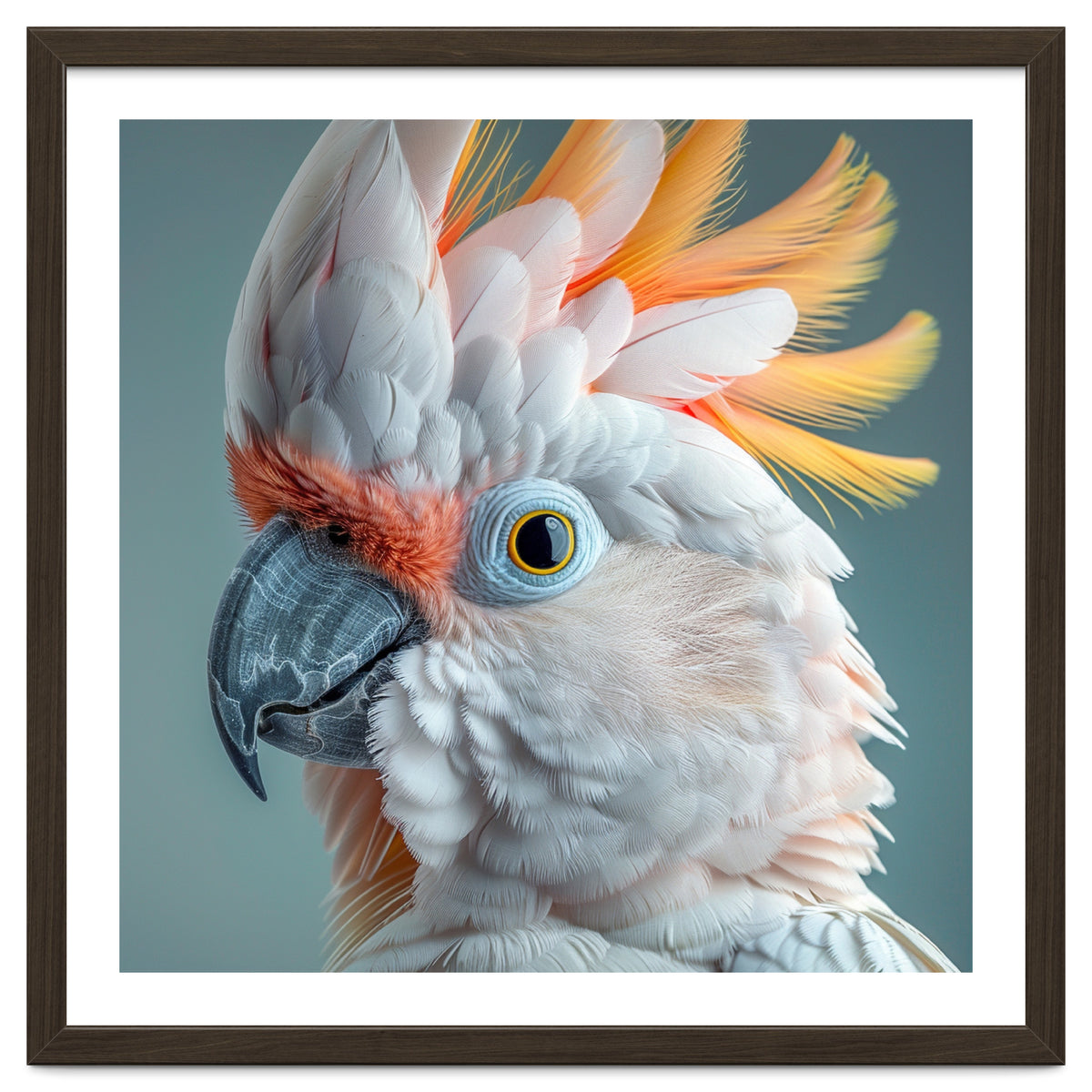 Salmon Crested Cockatoo Close Up Portrait