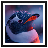Close Up Penguin With Snowflakes On Head thumbnail