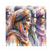 Tuareg Women Procession Watercolor (Print Only)