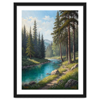 Serene Alpine Forest River Landscape