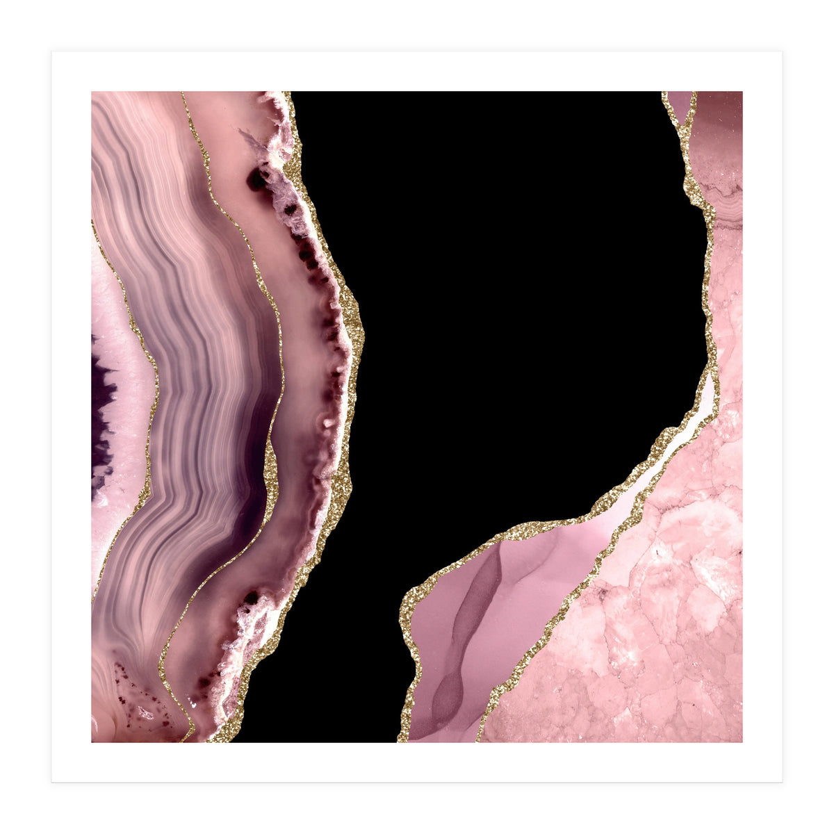 Blush & Gold Agate Texture 01  (Print Only)