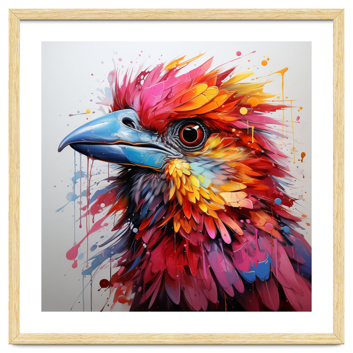 Vibrant Abstract Bird Portrait Watercolor Splash