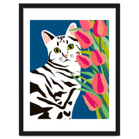 The Poser, Cat Cute Pet Animals Illustration, Pop Of Color Eclectic Pets Bohemian Contemporary Still Life