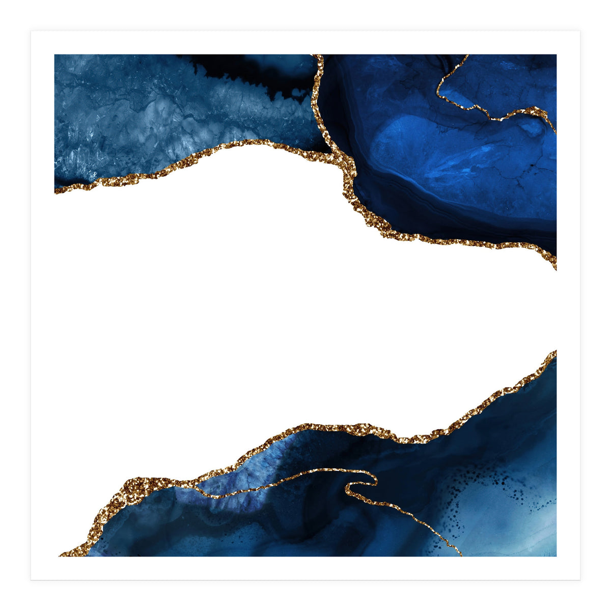 Navy & Gold Agate Texture 25  (Print Only)