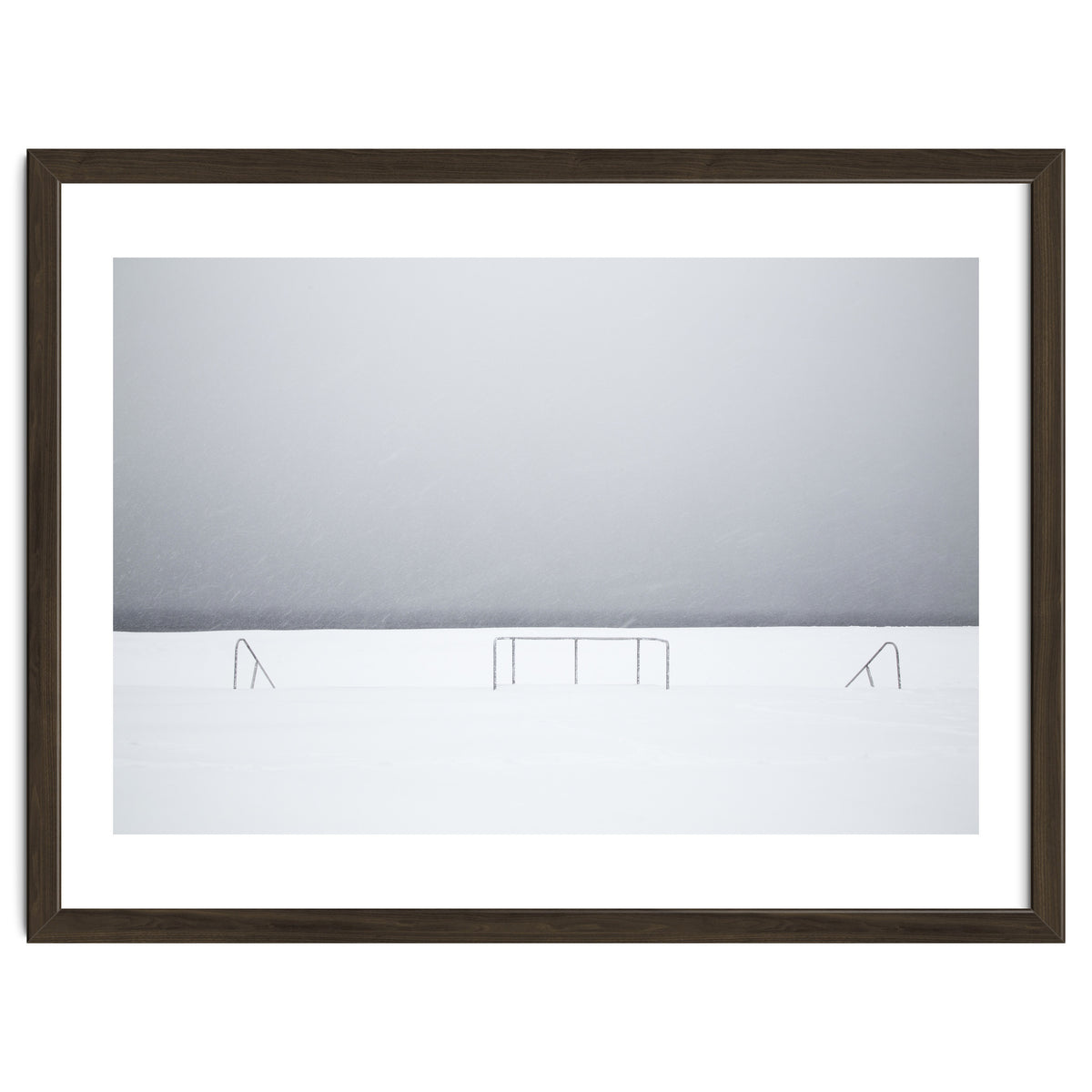 Stair railing covered by snow