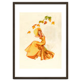 Woman Posing In Yellow Dress And Autumn Leafs thumbnail