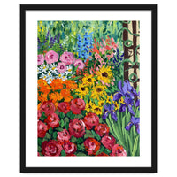 Vibrant Summer Cottage Garden Oil Painting