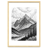 Majestic Alpine Mountain Range Sketch