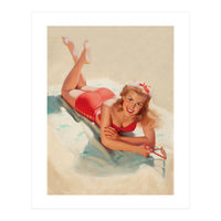 Pinup Girl Posing On A Beach (Print Only)