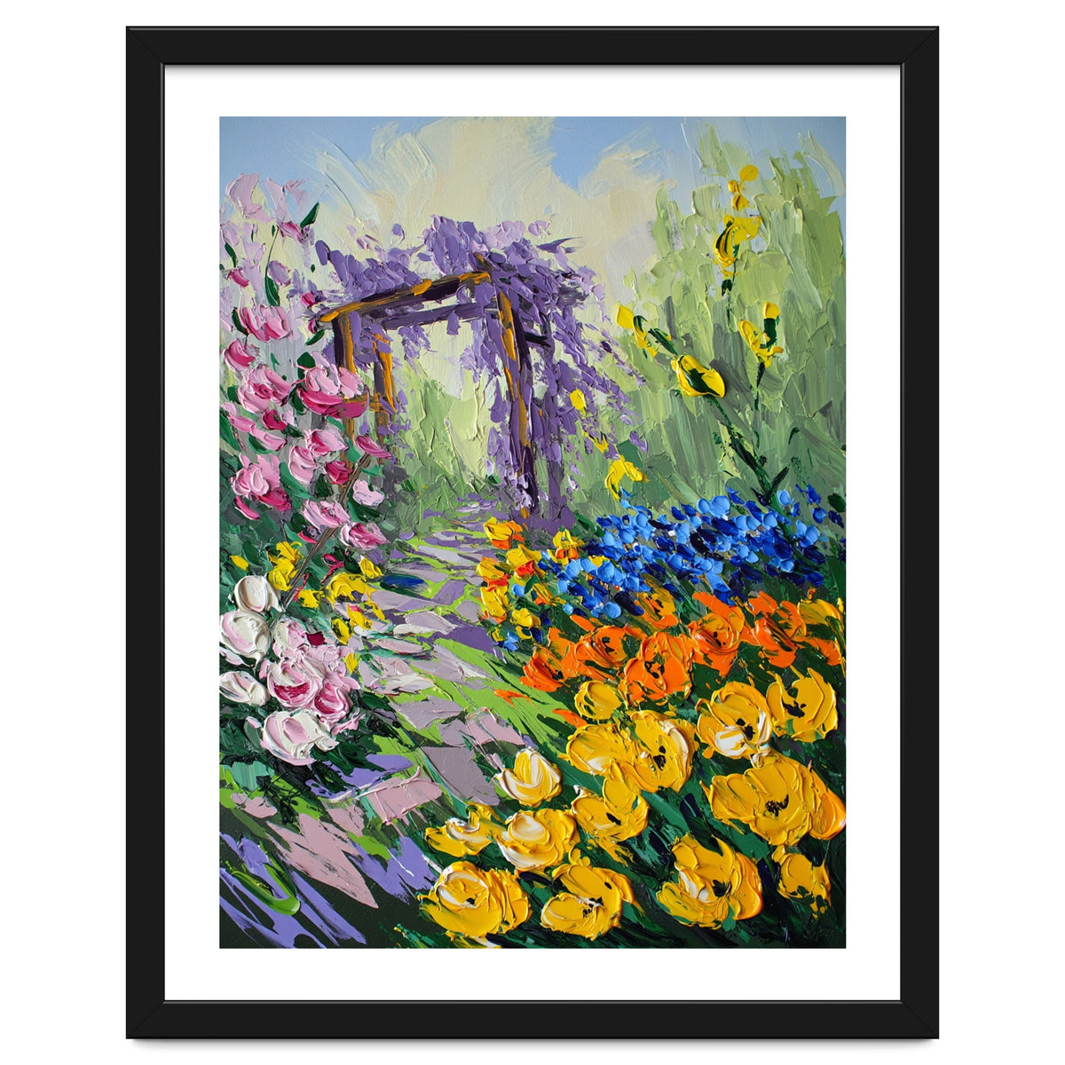 Sun-Drenched Garden Pergola Oil Painting
