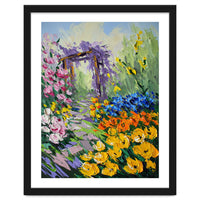 Sun-Drenched Garden Pergola Oil Painting
